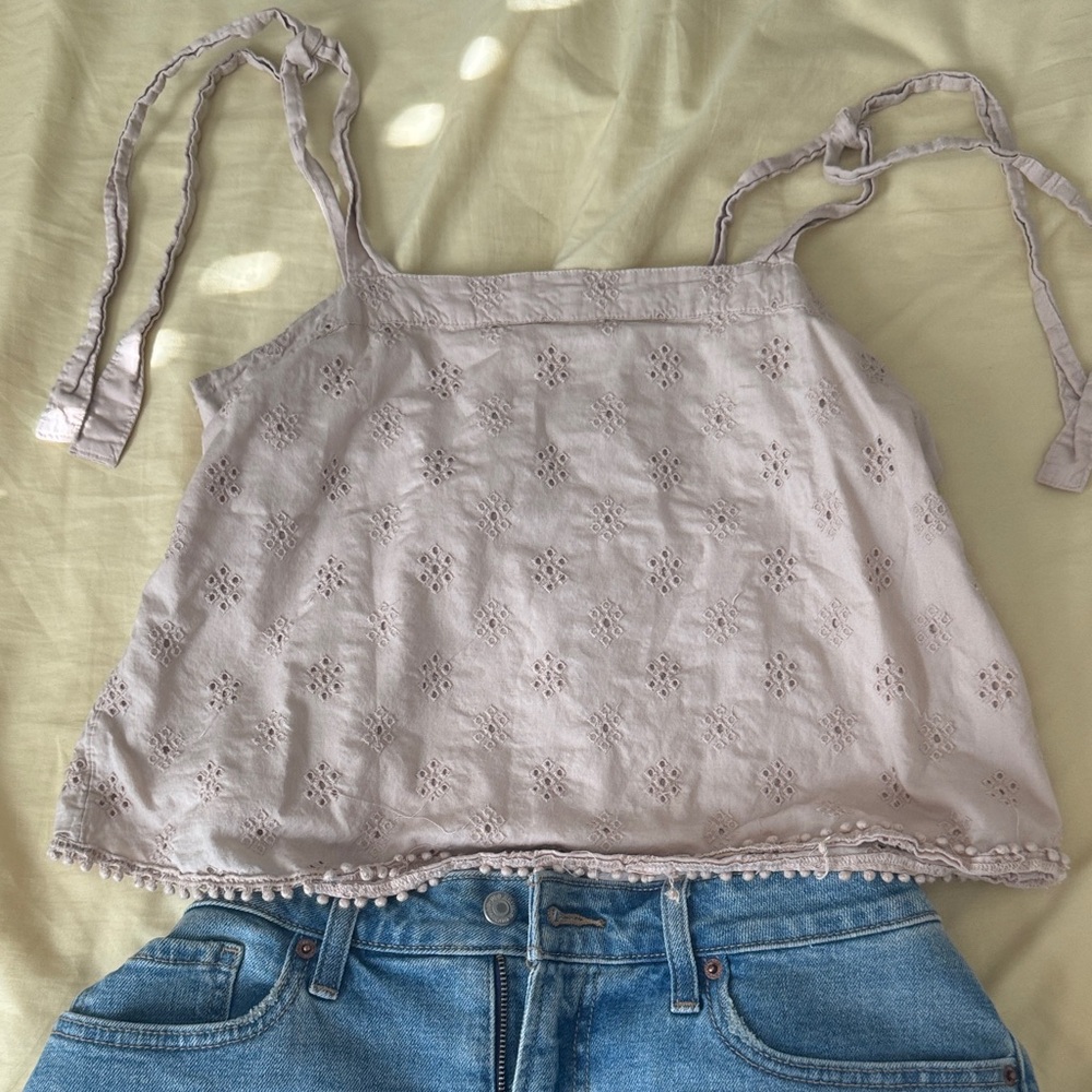 Aerie Cream Eyelet Lace Camisole